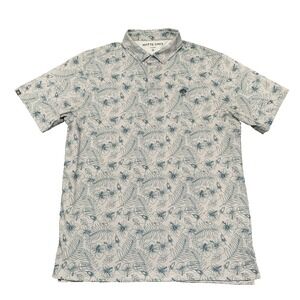 Matte Grey Golf Polo Dry Fit Shirt L Floral Country Club 1905 Logo Blue Gray